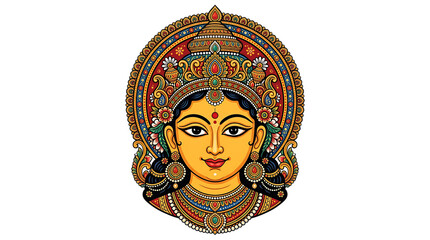 Fototapeta premium Traditional indian goddess portrait with ornate headdress