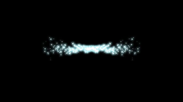 4k White glowing star glitter particle trail with elegant Christmas style line both of opposite transition, line starry dust, pixie dust path, blink doodle stardust line smooth motion on black screen.