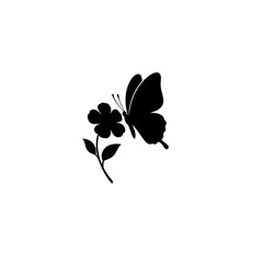 Obraz premium Butterfly with Flower Silhouette Vector Illustration