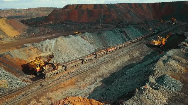 iron ore quarry loading iron ore freight train