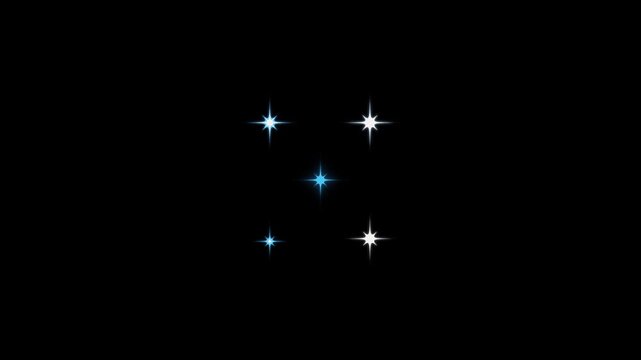 Glitter sparkle Shine animation, White shining twinkling Stars. lights sparkle stars. twinkling Stars, white cartoon, flat, vector, doodles style stars blinking on black screen. 4k animation