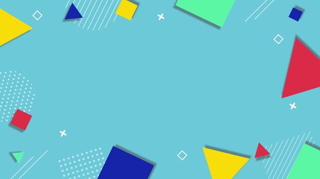 Colorful, retro-pop, and cute geometric frame background.