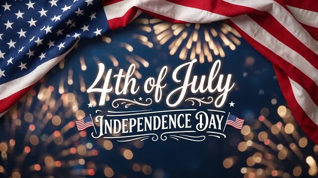 American flag and fireworks background for Independence Day celebration