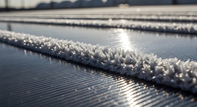 Close-up of a textured surface with parallel lines and a raised ridge.