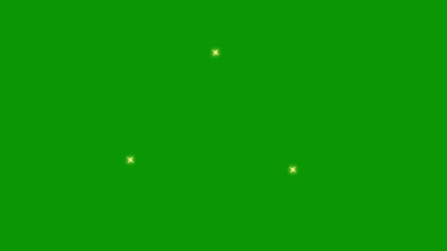 Twinkling stars animation showing cartoon white sparkles blinking softly on green screen.twinkling starry night sky, looping.blinking retro vector stars and line blast. 4k animation video.