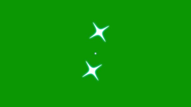 winkling star, vector star light effect doodle style . green background. Alpha channel.Sparkle Star glowing animation, blinking light effect A cloud of cosmic shining dust. 4k animation video