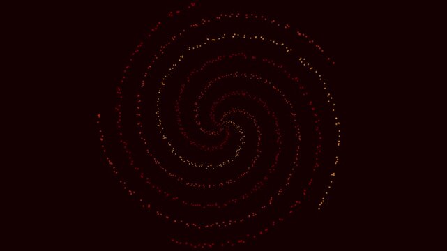 Abstract spiral particle vortex motion animation 4k background, with glowing red, and gold light trails