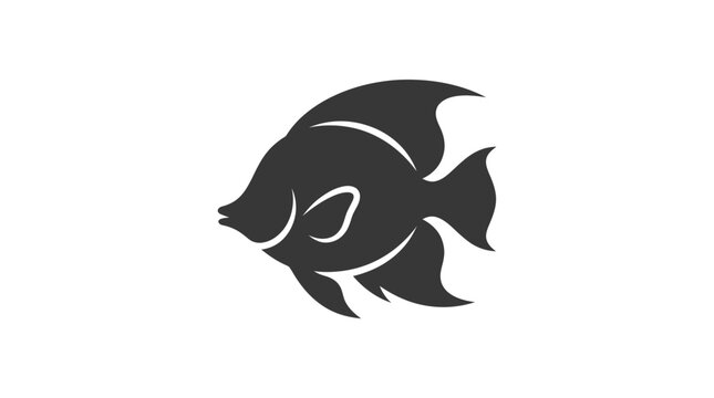 Black Fish Icon Graphic Design Element.