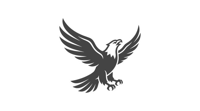 Black silhouette of an eagle landing.