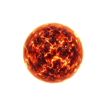 Close-up image of glowing fiery orange sun with intense heat waves and texture