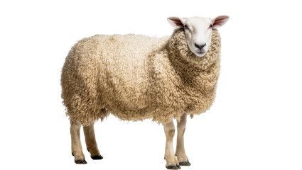 Woolly sheep with white face and ears standing © Cressida