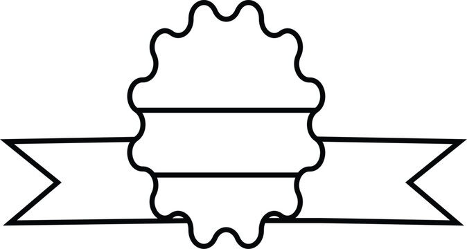 Empty certificate seal ribbon line icon blank guarantee stamp vector element
