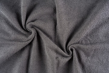 Gray Terry Towel Fabric Texture Swirl Close-Up Soft Plush Bath Linen Background © Richard