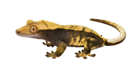 Fototapeta premium Crested Gecko with Spiky Crest and Yellow Patterned Skin