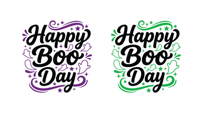 Happy boo day halloween typography spooky lettering for festive october celebrations party supplies