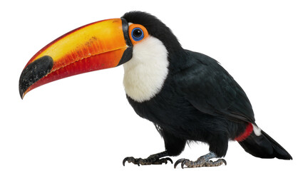 Obraz premium Toco Toucan bird with large colorful beak and white chest