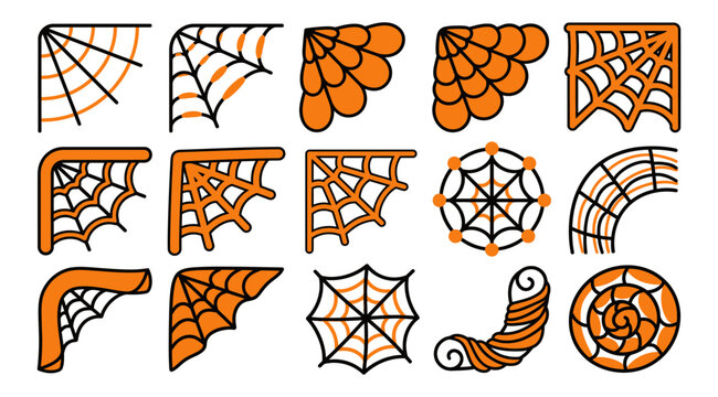 Halloween spider web corner and border designs