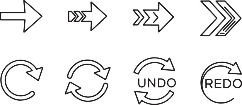Collection of outline arrow icons including refresh undo and redo symbols for web and user interface design.
