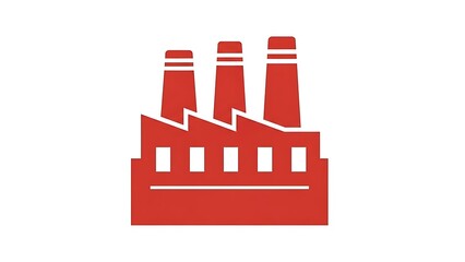 Obraz premium Industrial Power Plant with Four Smokestacks Against White Background Minimalist Design