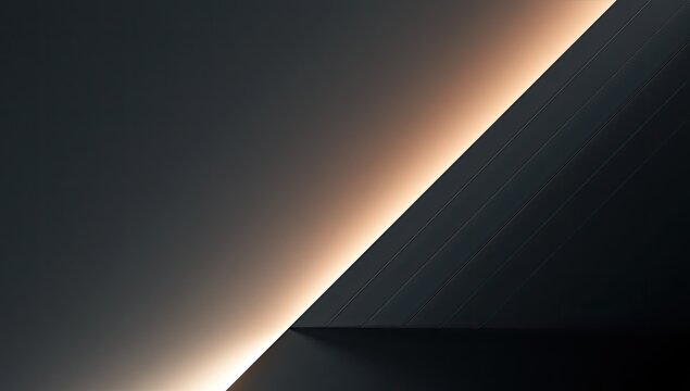 Abstract geometric shapes with warm light illuminating dark surfaces