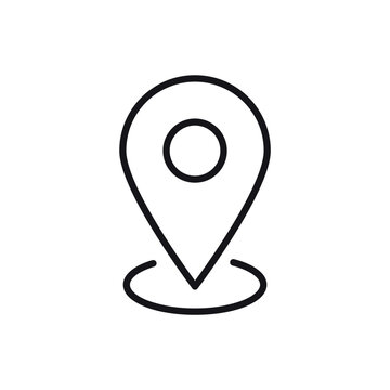 Map Pointer Location Pin with Circular Base Navigation Line Icon