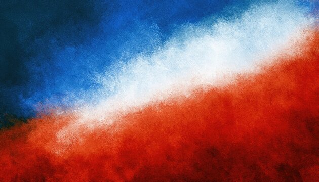 Abstract, smoky wisps of red, white, and blue paint swirl diagonally