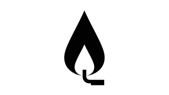 Minimalist Black and White Candle Flame Icon Graphic Design for Branding or Signage