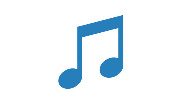 Minimalistic blue musical note icon representing music and sound concepts