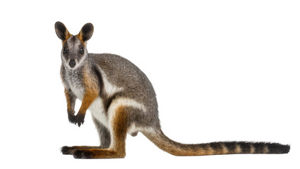 Yellow-footed rock-wallaby marsupial mammal with grey fur and orange limbs © Otillie