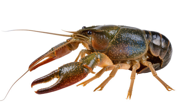 Live crayfish with large claws and antennae