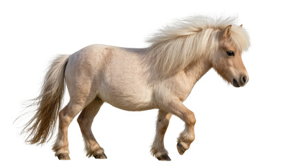 Light brown pony horse with flowing mane and tail walking © Otillie