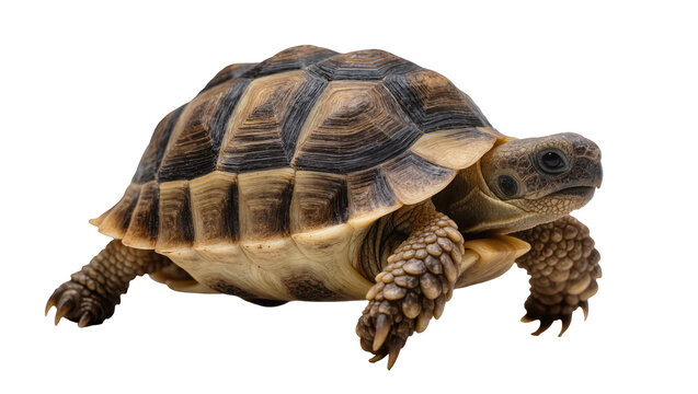 Mediterranean tortoise with patterned shell and scaly legs
