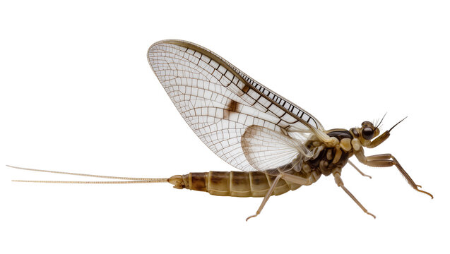 Mayfly insect with wings and long tail