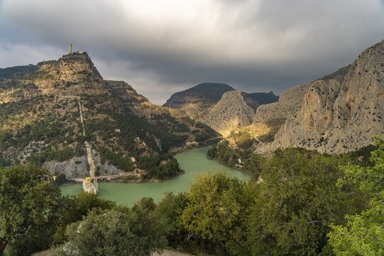 The Tajo de La Encantada reservoir and the Garganta del Chorro gorge, Andalusia, Spain