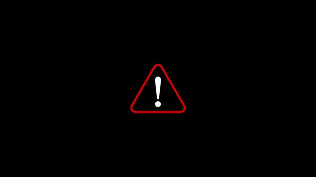 Warning sign animation: red triangle exclamation mark alert symbol for ui and safety notifications