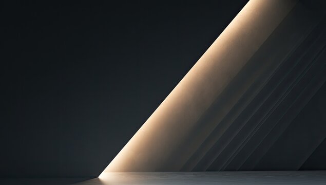 Modern minimalist interior with a striking diagonal light shaft
