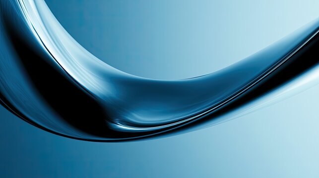 Smooth blue metallic flow curves across a gradient background, creating a dynamic abstract
