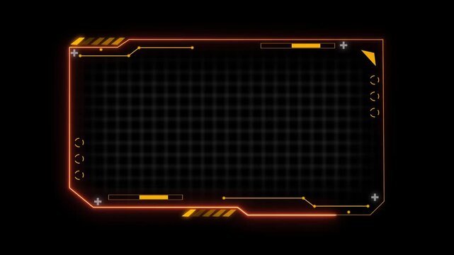 Futuristic hud interface overlay with glowing orange digital data frame