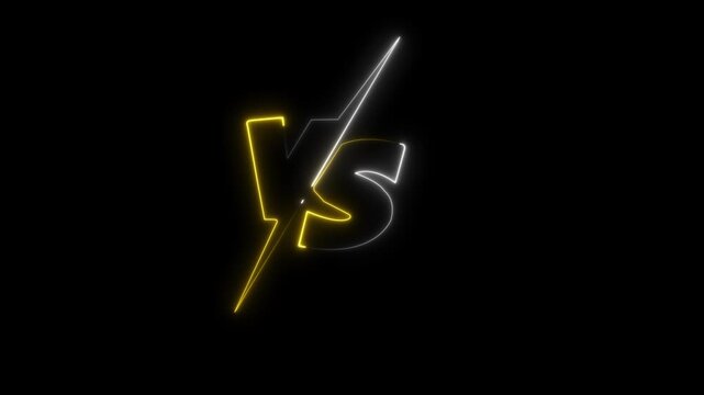 Neon vs versus sign animation, competitive duel concept
