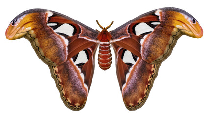 Atlas Moth Wings with Orange Brown and White Patterns © Natalia