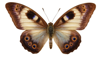 Brown butterfly with blue and orange eyespots on wings © Natalia