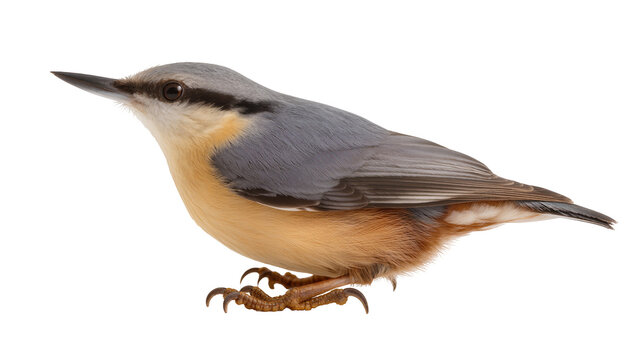 Eurasian Nuthatch bird with grey blue back and orange belly
