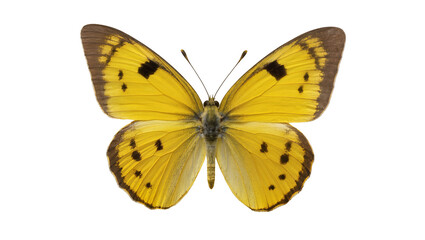Yellow butterfly with black spots and brown wing edges © Natalia