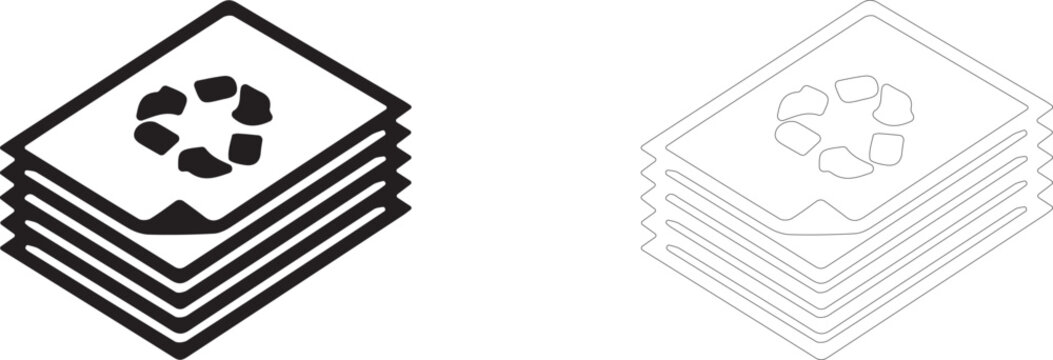 Recycled Paper Stack Vector icon, Sustainable Office Supply and Waste Conservation.
