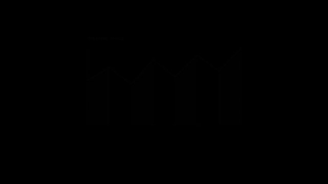 A dark, minimalist graph shows fluctuating trends with a jagged line and shaded areas against a black background.