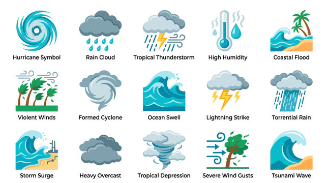 Detailed of tropical weather systems including hurricanes cyclones and storm formations over ocean and land