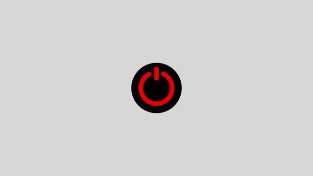 Minimalist power button animation: digital start and shutdown symbol