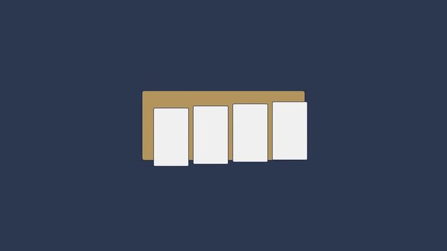 Minimalist loading bar animation with four progress blocks on dark 4k background, digital