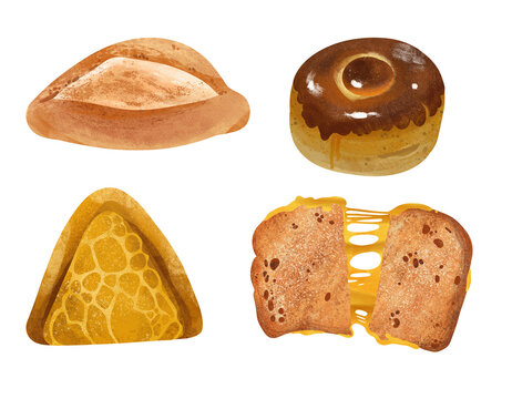 Set of Isolated Savory Bakery items Illustration