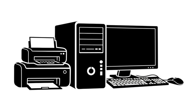 Computer workstation with printer